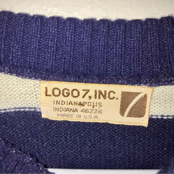 Vtg 80s/90s Logo7 Dallas Cowboys Royal Blue Striped Texas Football/NFL Sweater - Picture 4 of 8